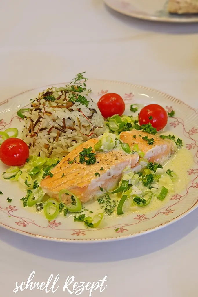 Lachs In Frühlingszwiebel-Sahne-Sauce Rezept